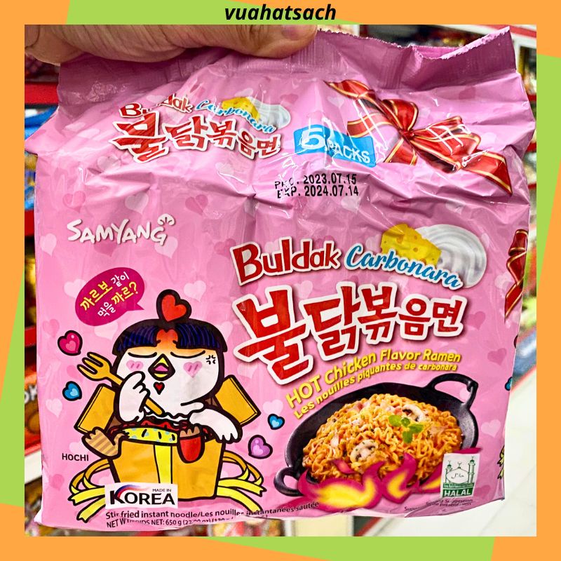 Lốc 5 gói mì Samyang Hàn Quốc đủ vị (cay truyền thống, carbonara, phô mai, cream, quattro, habanero, rose) - Hàng chính hãng Date mới Giao nhanh