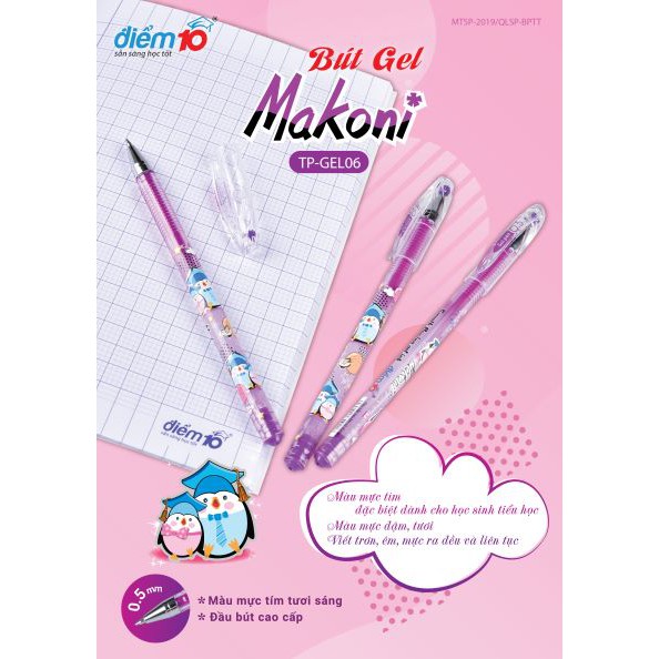 [HCM]Bút gel điểm 10 tp-gel06 mực tím nho (vỉ 5 cây) đa dạng mẫu mã chất lượng sản phẩm đảm bảo và cam kết hàng đúng như mô tả