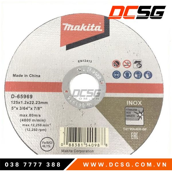 Đá cắt inox mỏng 125mm makita d-65969
