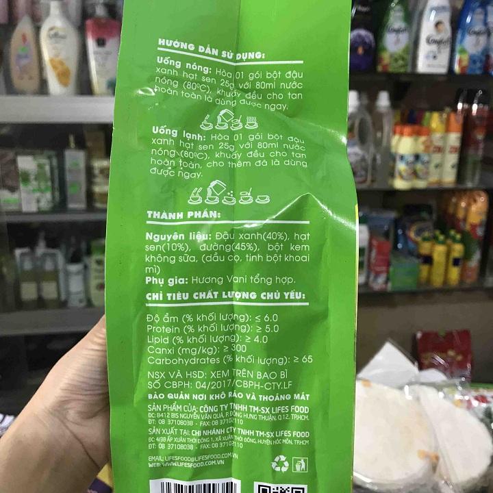 Bột đậu xanh hạt sen uống liền bịch 300g (12 gói)