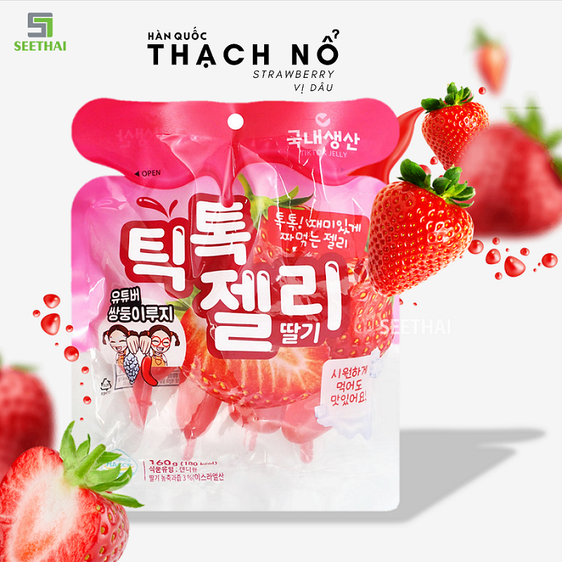 Thạch nổ Tiktok Hàn Quốc vị dâu nho túi 160gr