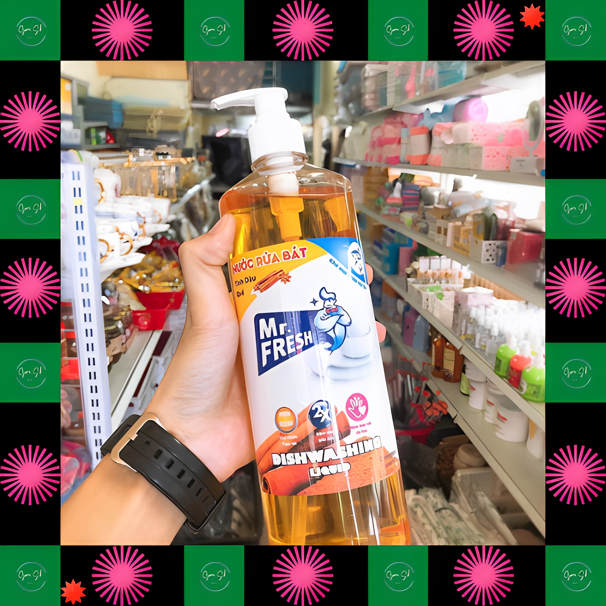 [Chai to tiết kiệm] Nước rửa chén bát đậm đặc van nhấn Mr Fresh 800ml (Đào, Cam, Trà Xanh, Quế)