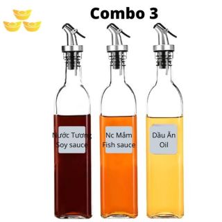 (Combo 3 chai) đựng dầu ăn - bình rót dấm, nước tương, nước mắm, mật ong TẶNG (3 nắp nhôm + 3 vòi chiết) Dung Tích 500ml KN-CD042-3 thumbnail