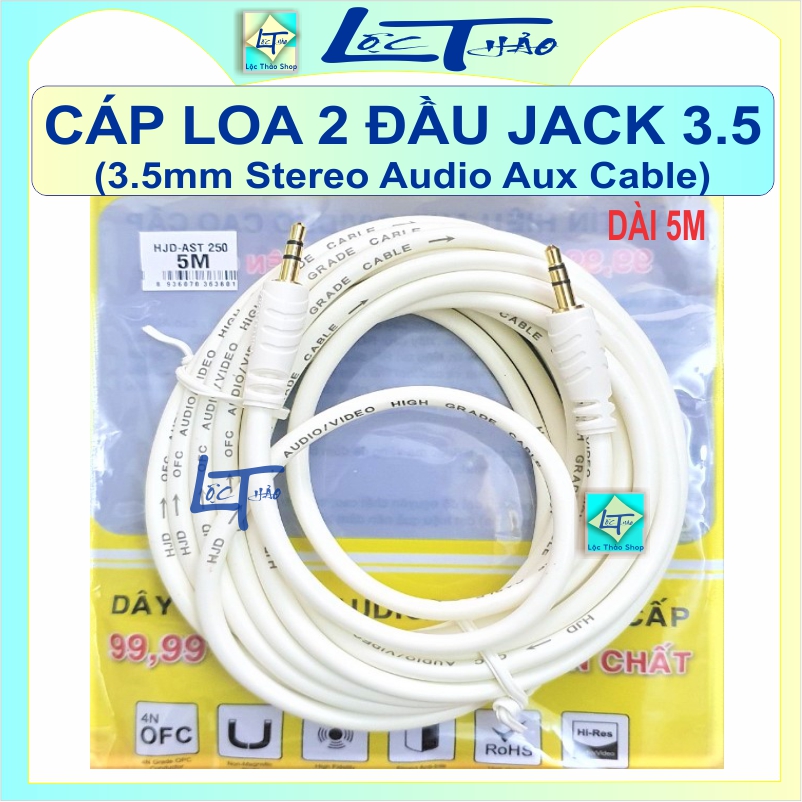 Cáp loa 2 đầu 3.5 dài 5M Cao cấp