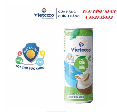 COMBO 6 LON SỮA DỪA VIETCOCO 240ML (Date mới)