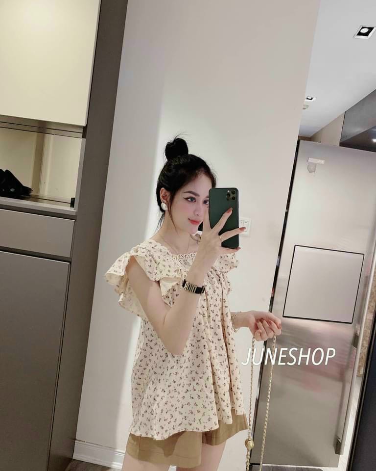 Bộ đồ bầu hoa nhí , chất lụa hàn , mềm mát cho bà bầu mặc nhà mùa hè