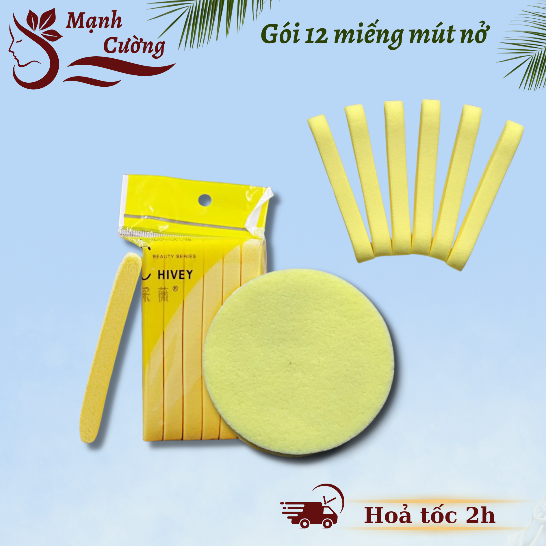 [Lẻ] Mút nở rửa mặt gói 12 miếng, Bông mút bọt biển rửa mặt