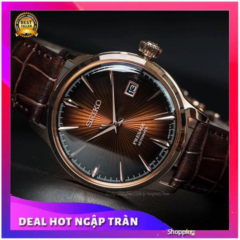 Nơi bán { VIDEO + HỘP THẺ } Đồng Hồ Seiko COTAIL Presage Automatic Màu Nâu Caphe Sang Trọng + Full Box Thẻ Bảo Hành + zipo usa
