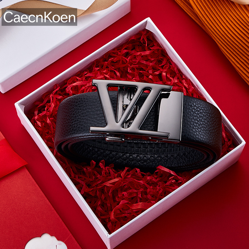 2023 new caecnkoen men's belt double buckle business casual top Kraft belt men belts