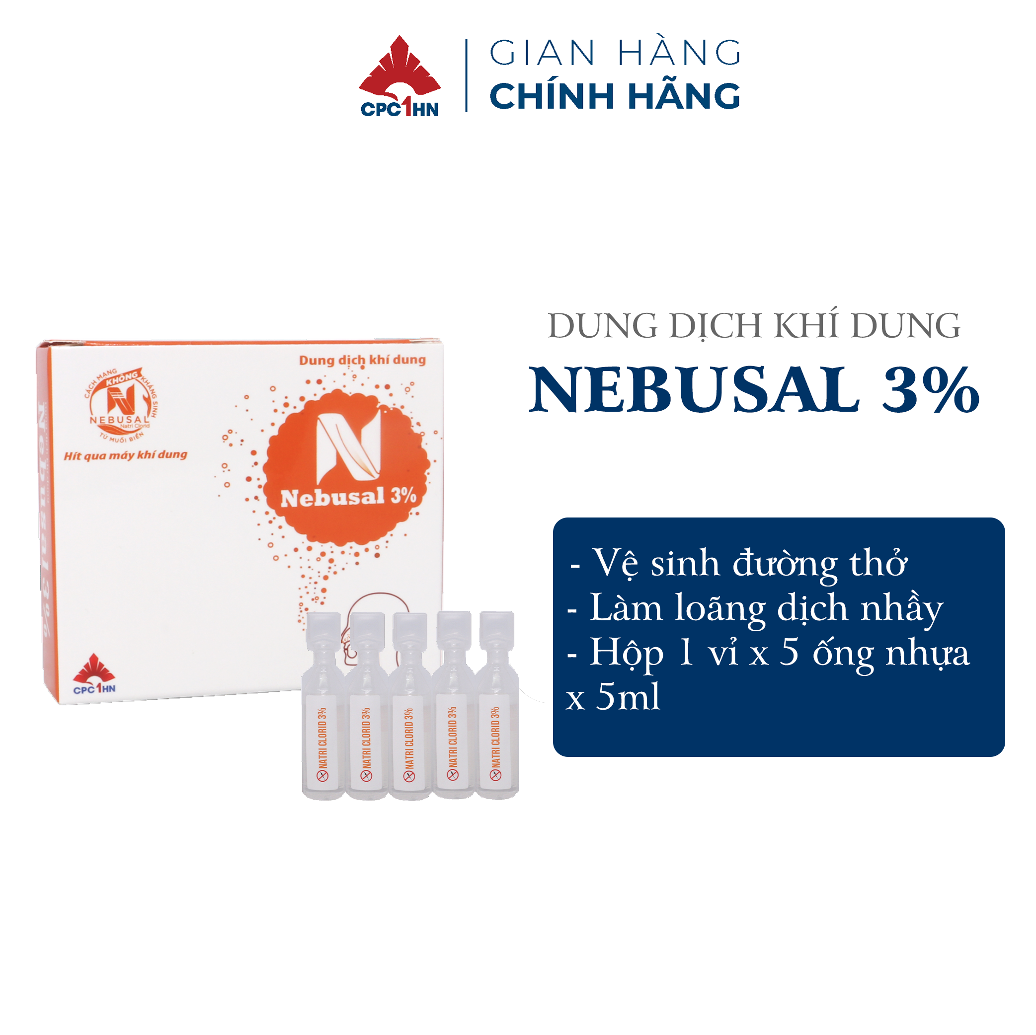 [Chính hãng] Dung dịch khí dung Nebusal 3% vệ sinh đường thở