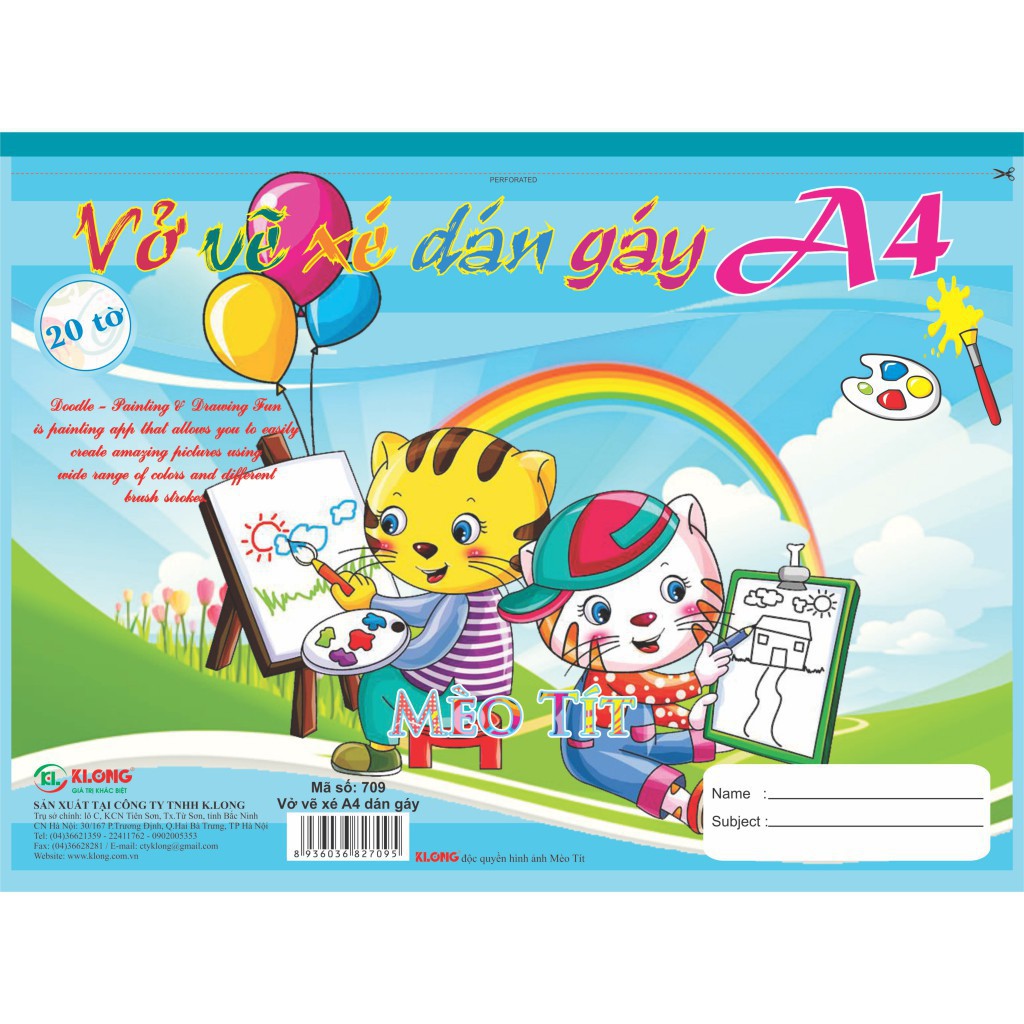 Vở vẽ Klong A4 xé - 20 tờ; MS 709 - khách sỉ ib