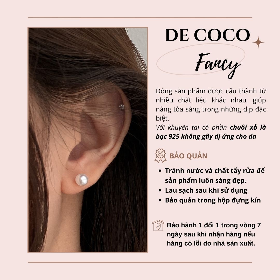 Khuyên tai ngọc trai nhân tạo Basic Pearl De Coco decoco.accessories
