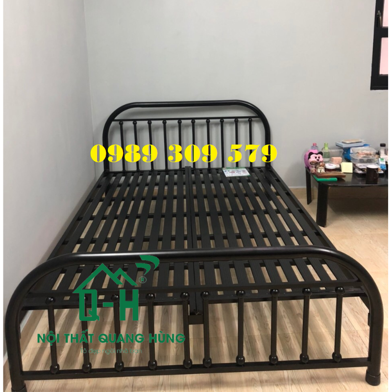 Giường ngủ sắt bi màu đen chắc chắn giao nhanh hcm
