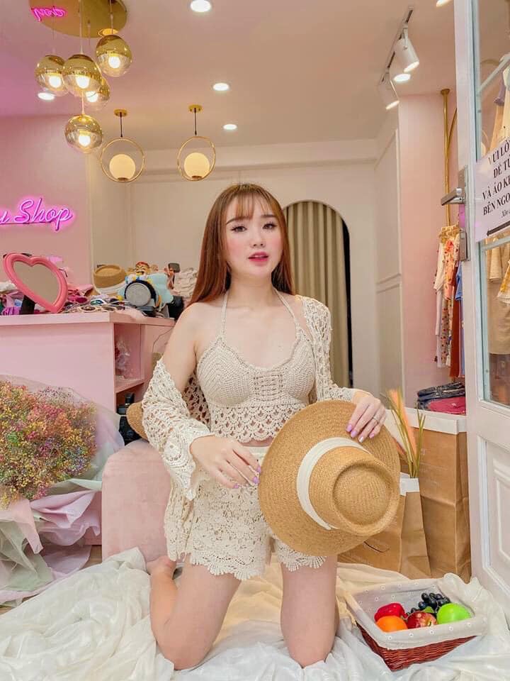 Set bikini ren hoa đi biển HS01