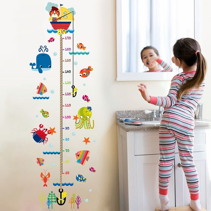 [HCM]Decal đo chiều cao cho bé sinh vật biển