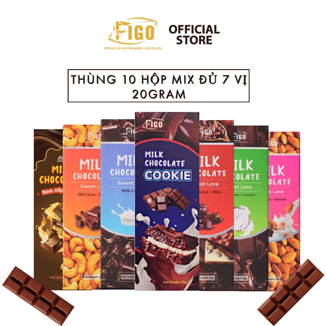 [ GIÁ SỈ ] THÙNG 10 HỘP SOCOLA FIGO 20G MIX ĐỦ VỊ