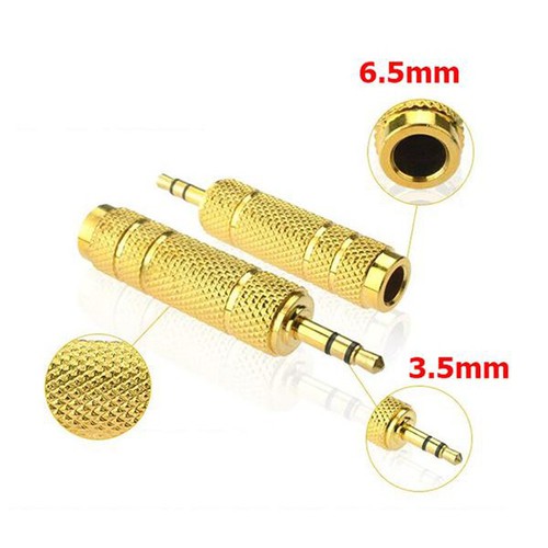Jack (Đầu chuyển đổi) 6.5mm sang 3.5mm cao cấp, (Vàng) jack dày, đẹp.