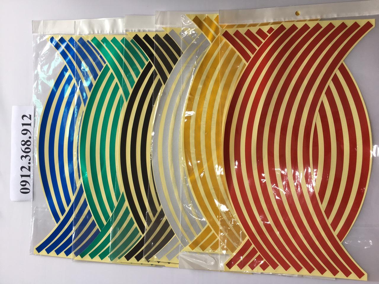 TEM CHỈ PHẢN QUANG DÁN VÀNH (MÂM) XE MÁY ( 1 BỘ ĐỦ DÁN 2 BÁNH) màu đỏ