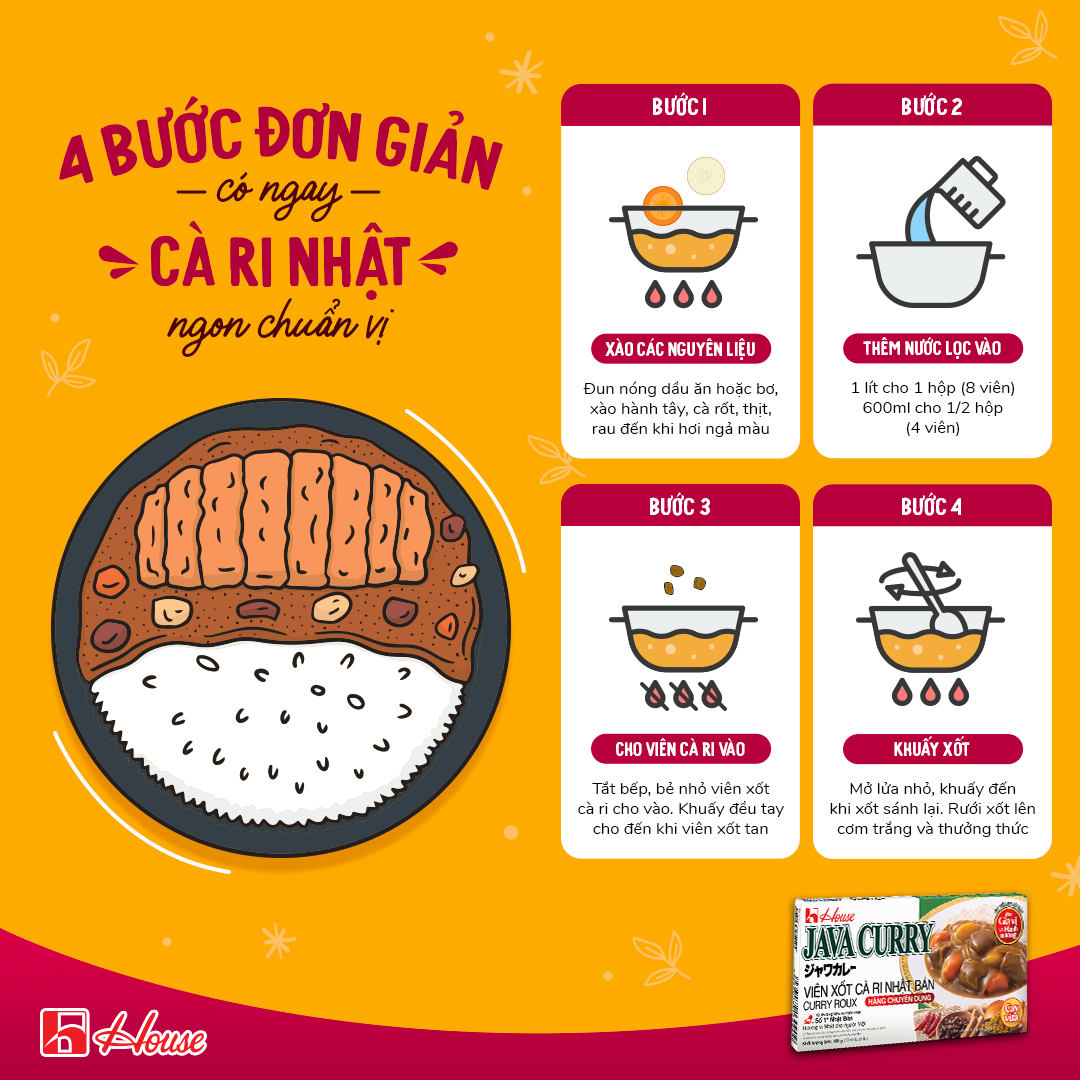 HOUSE FOODS (hộp 200g) VIÊN SỐT CÀ RI KIỂU NHẬT BẢN Java Curry Roux