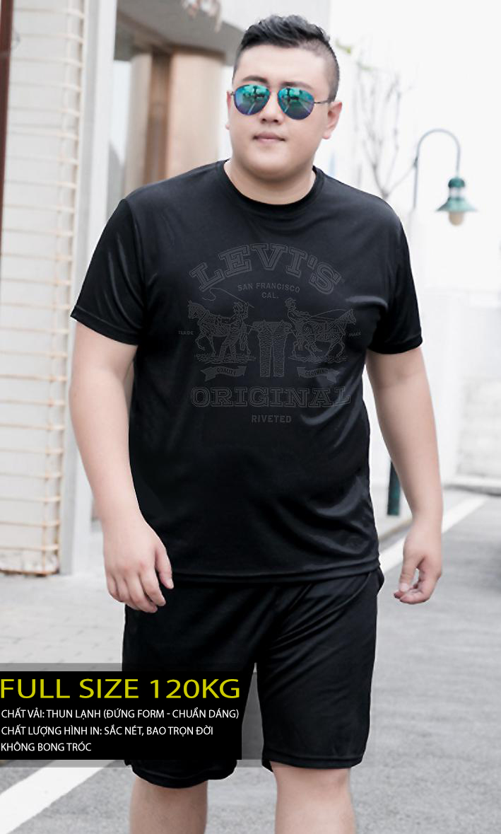 Bigsize men's round neck short sleeve big size black T-shirt