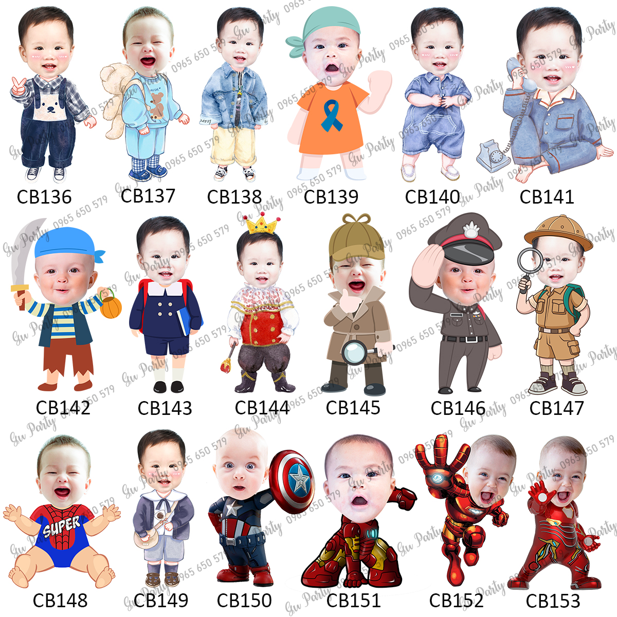 Thiết Kế Hình Chibi Trang Trí Thôi Nôi Sinh Nhật Cho Bé