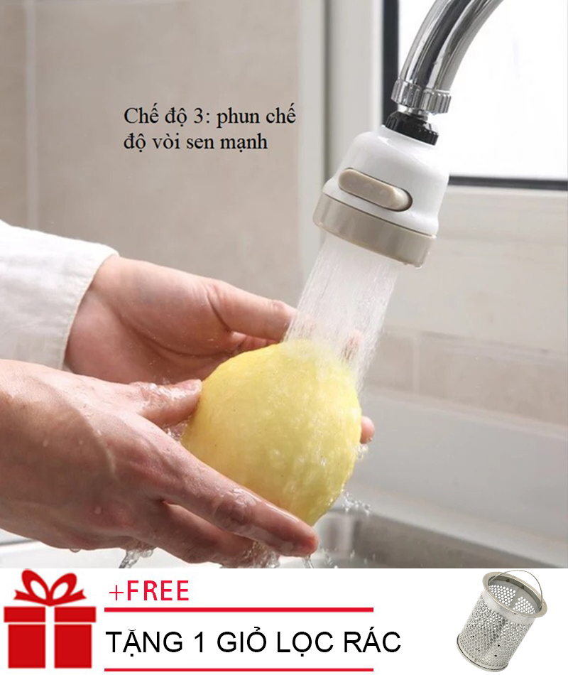 ( TẶNG GIỎ LỌC RÁC INOX ) Đầu vòi nối tăng áp vòi rửa bát, Đầu Vòi Rửa Chén Bát Xoay 360 độ,Đầu Vòi Phun Nước Áp Lực Cao,Đầu Vòi Rửa Chén Tăng áp, dau voi rua chen tang ap