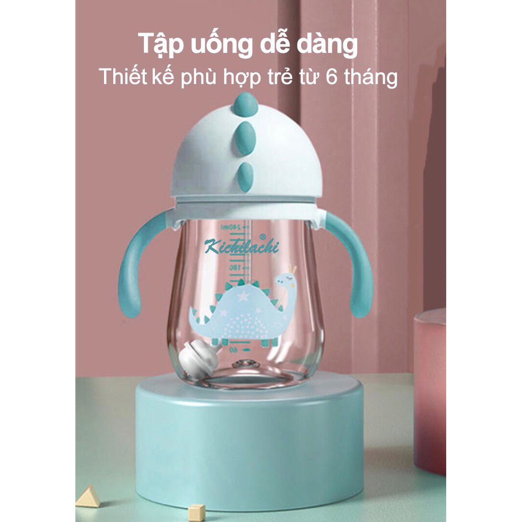 Bình tập uống nước ống hút cho bé Kichi 240ML