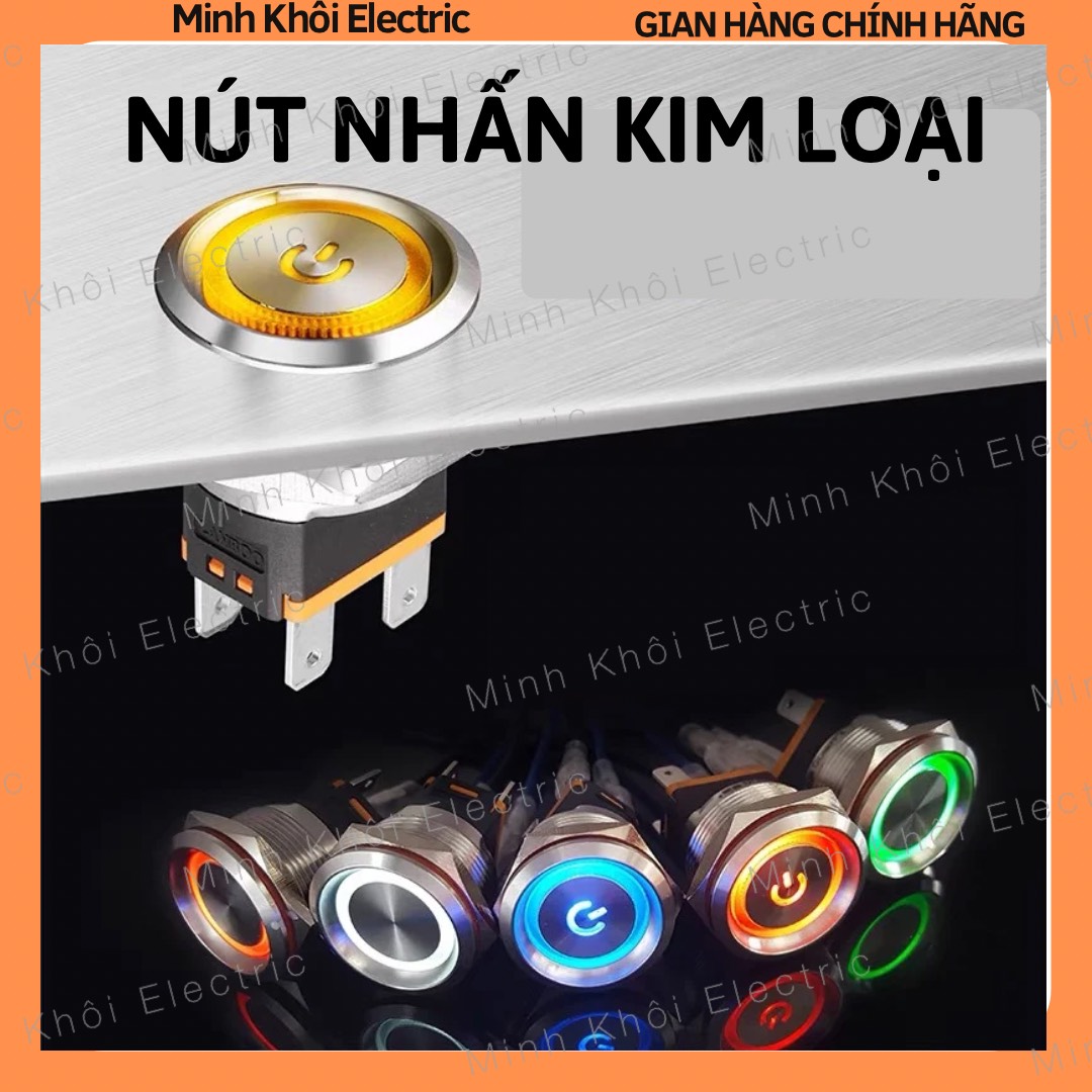 Nút nhấn kim loại chống nước phi 16, công tắc inox led, nút nhấn inox, công tắc nút bấm kim loại,công tắc kim loại nhấn nhả nhấn giữ led, nút nguồn nhấn giữ, công tắc led inox chống nước, Minh Khôi Electric, nút nhấn nhả kim loại. nút