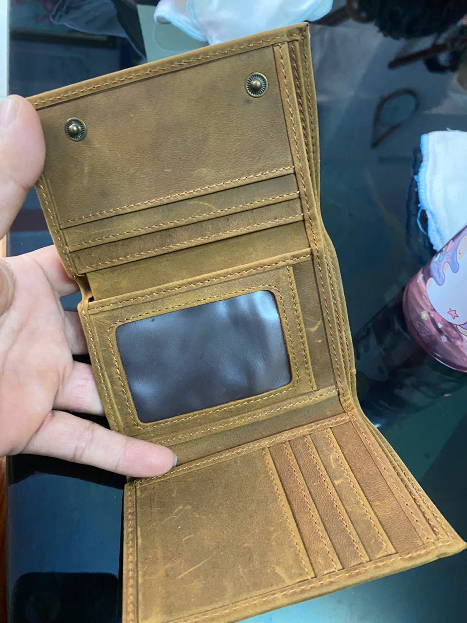 Bóp ví nam handmade da bò sáp ngựa điên chống trộm RFID cao cấp - Đồ Da Kingshop