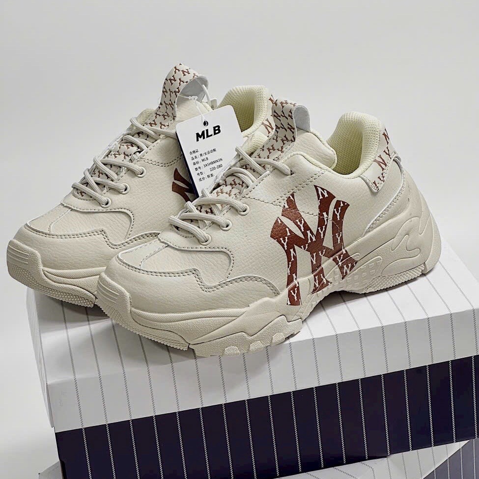 [TẶNG HỘP+ BILL+TẤT] Giày thể thao nam nữ MLB monogram NY nâu hàng cao cấp size 36-43