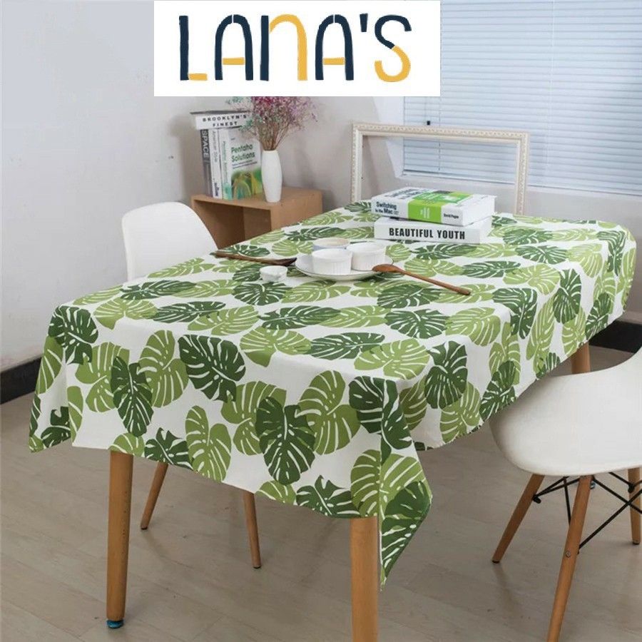 Khăn trải bàn xanh lá vải canvas handmade  - LBS