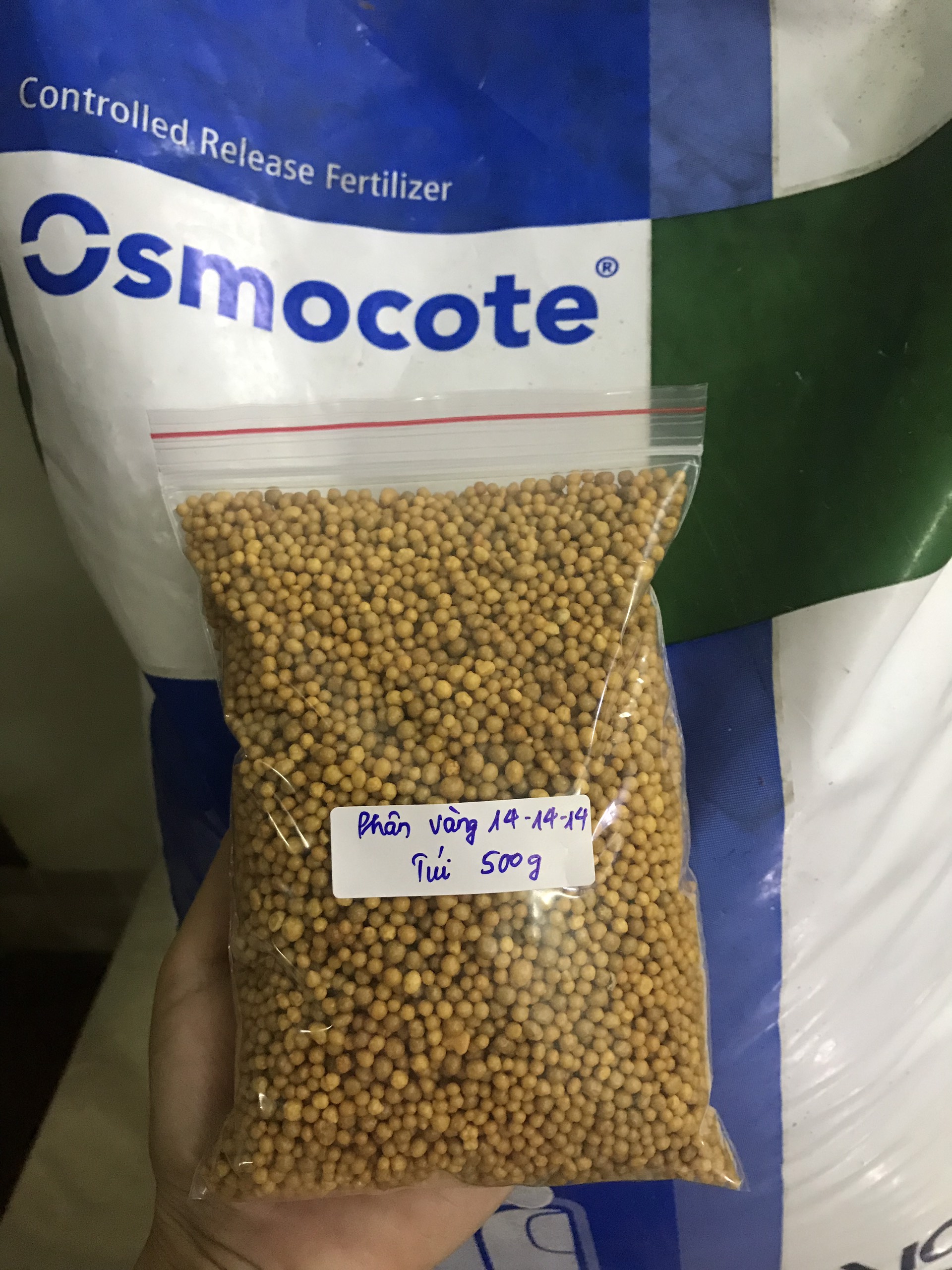 Phân tan chậm hạt vàng 14-14-14 Osmocote - Nhập khẩu Mỹ (gói 500g)