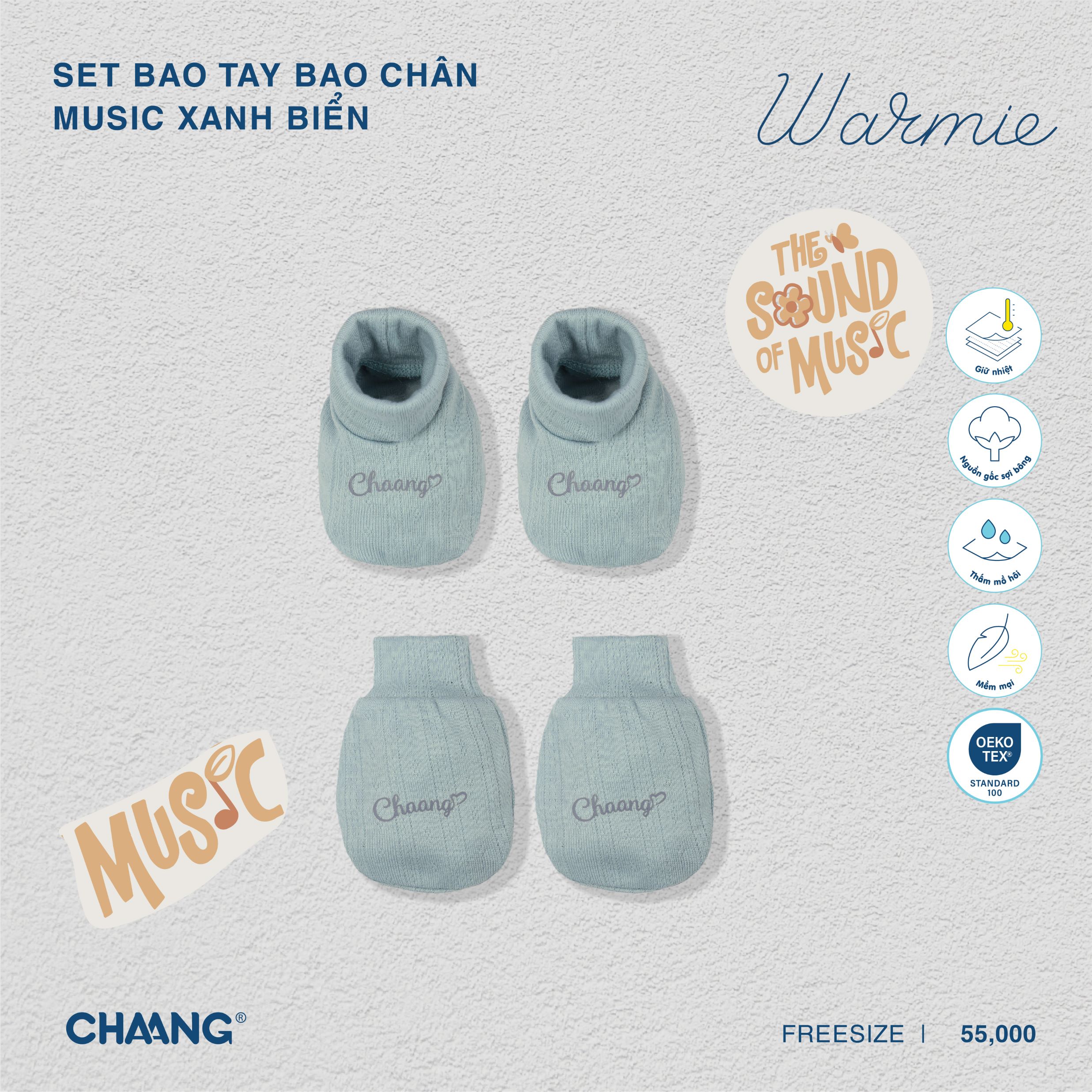 [CHAANG] Set bao tay bao chân sơ sinh Music Chaang