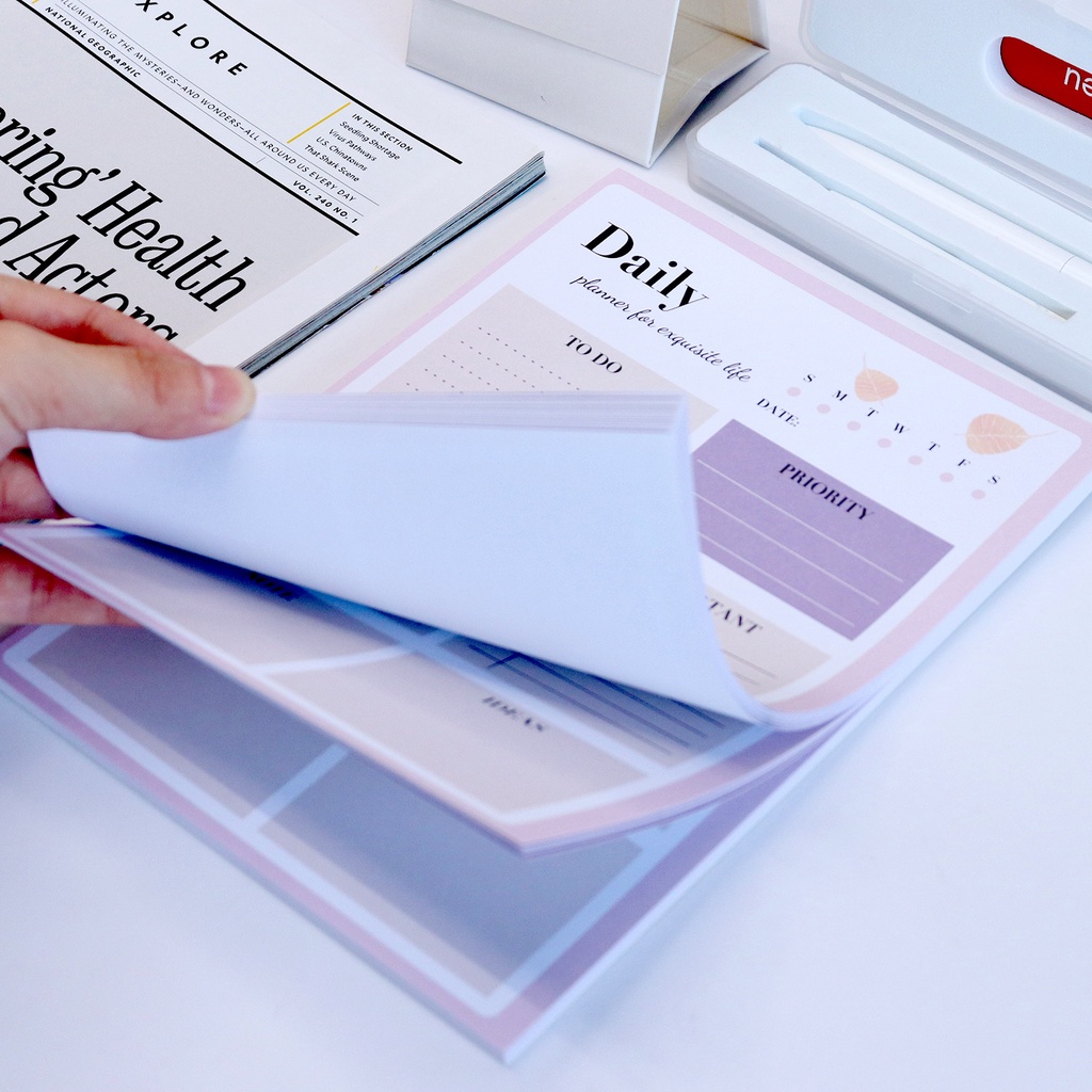 Tập giấy ghi chú/ note Daily Plan Morandi (giấy dày)