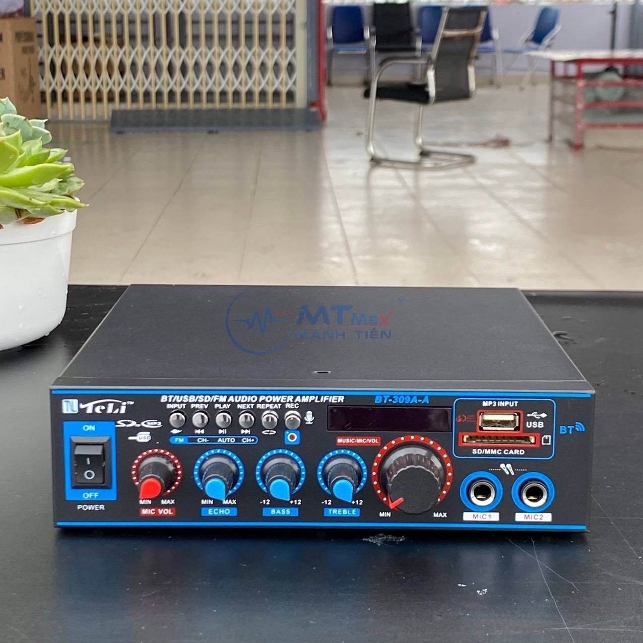 Amply mini bt 309a - hỗ trợ đa chức năng, công suất đầu ra 100w, âm thanh rõ ràng, sắc nét và mạnh mẽ, điều chỉnh echo treble bass, bluetooth 5.0