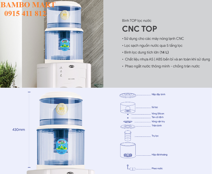 BÌNH LỌC NƯỚC  CNC TOP HÀN QUỐC