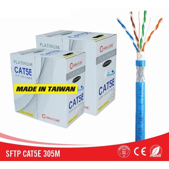 [HCM]CÁP MẠNG GOLDEN LINK SFTP Cat5e chống nhiễu (Xanh dương 305m)