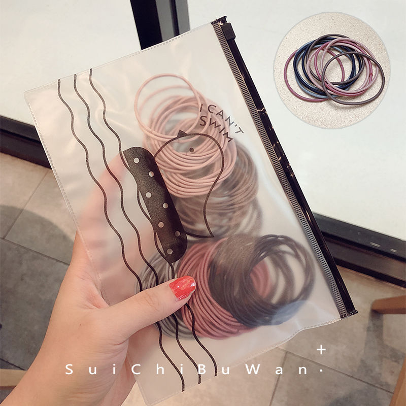 [Túi 100 dây thun buộc tóc] Set Chiếc 100 Dây Thun Cột Tóc, Chun Buộc Tóc Hàn Quốc Nhiều Màu Túi