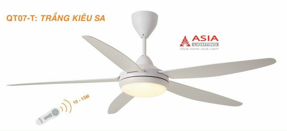 Cam Kết Chính Hãng Quạt trần đèn 5 cánh thương hiệu ASIA QT07
