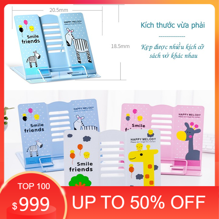 [ SALE UP TO 50% ] Giá đỡ kẹp sách cho bé đọc bài chống cận thị bằng kim loại in hình dễ thương kẹp được tất cả loại sách, Phụ kiện đọc sách - Giá đỡ sách chống cận thị - Kẹp đọc sách - Giá kẹp sách để bàn tiện ích