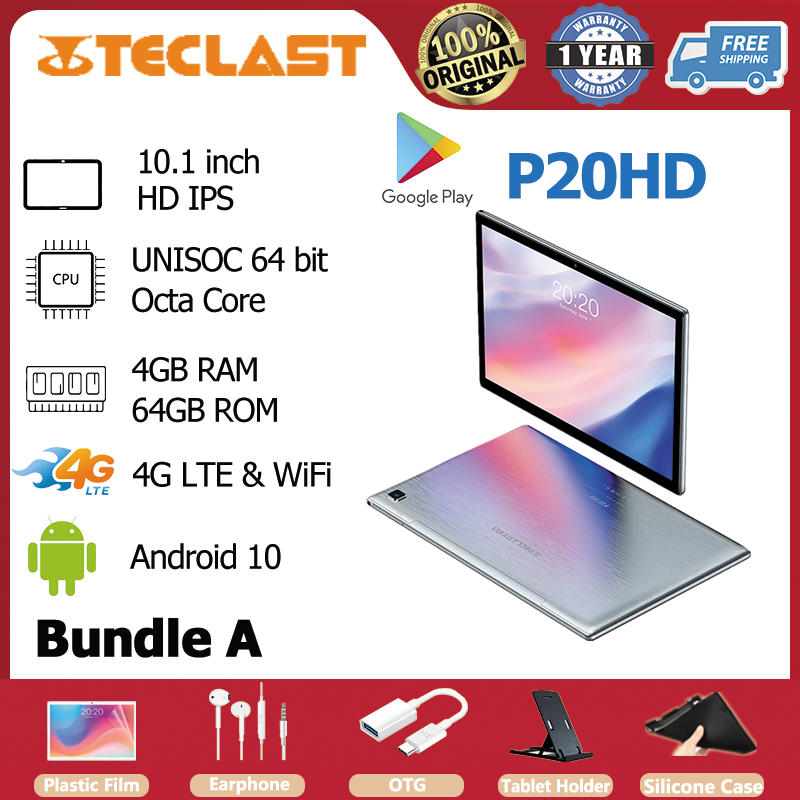 【Phiếu giảm giá lớn】 Máy tính bảng Teclast P20HD 10.1 inch IPS 1920x1200 UNISOC 64 bit Octa Core 4GB RAM 64GB ROM Máy tính bảng Android 10.0 Hỗ trợ thẻ TF / Bluetooth 5.0 / WIFI kép / GPS / Thẻ SIM kép 4G Máy tính bảng Gọi điệ