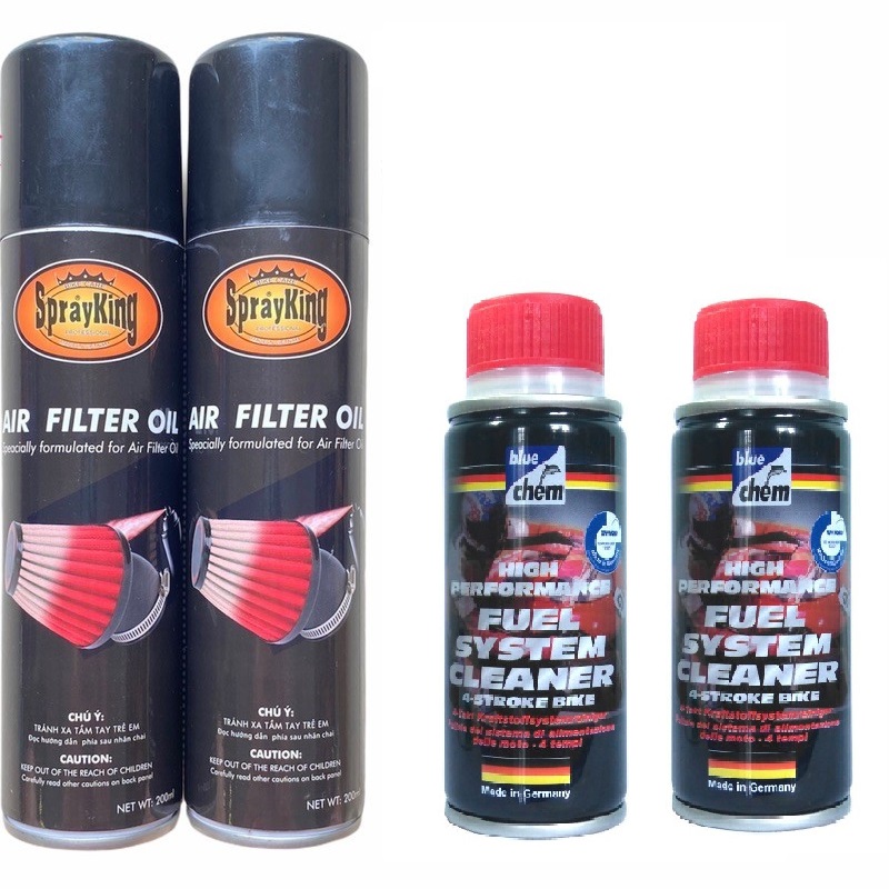 Dung dịch làm sạch kim phun buồng đốt Bluechem, mua kèm dầu tẩm lọc gió Spray king giảm 70% cho chai vệ sinh kim phun Blue chem