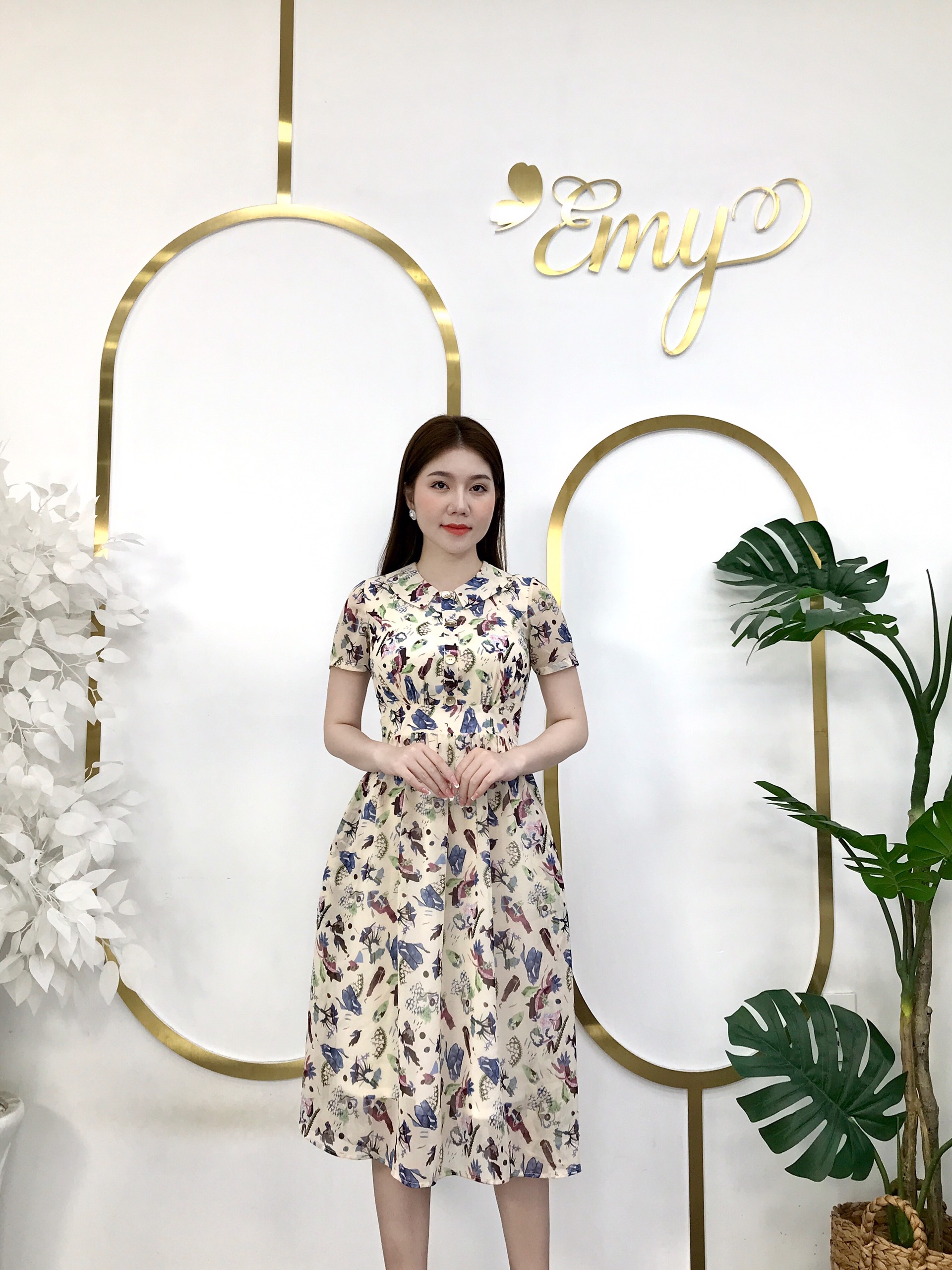 Đầm EM9160 Xòe Cổ Sơ Mi Có Túi EMY