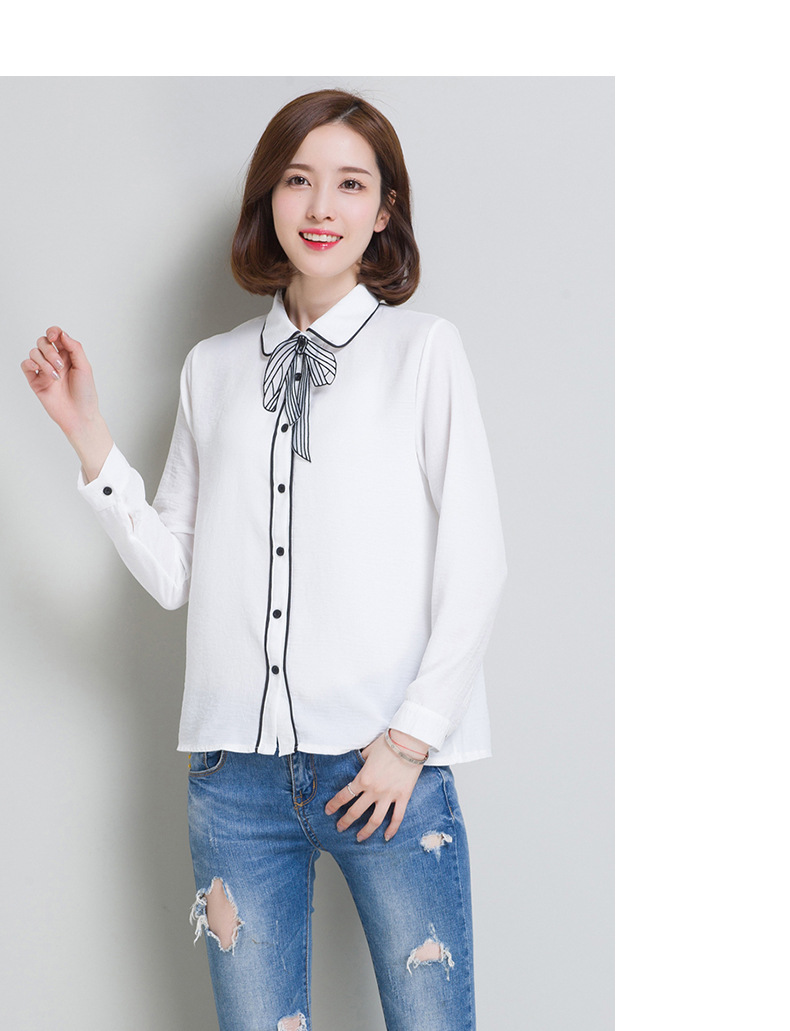 Áo sơ mi viền đen thắt nơ BERI