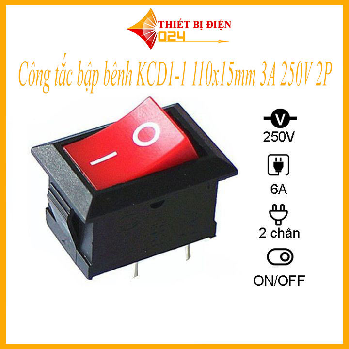 Công tắc bập bênh kcd1-1 110x15mm 3a 250v 2p