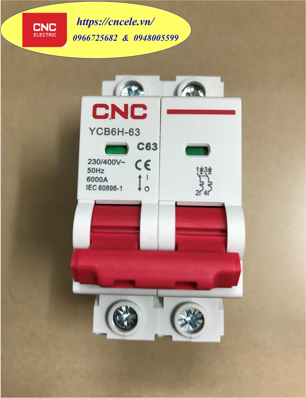 Attomat cnc mcb 2p - 63a; icu = 6ka; mã ycb6h-63; attomat; aptomat