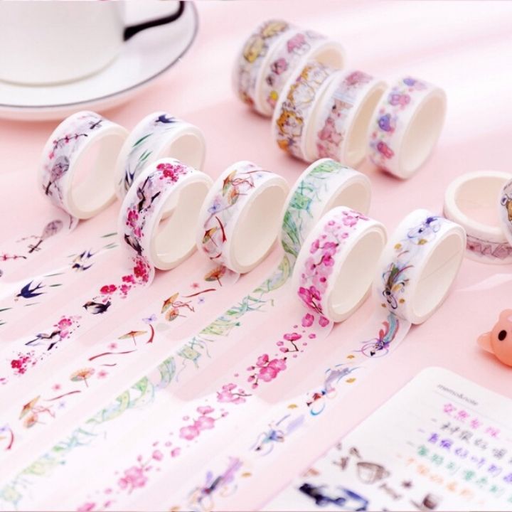 Combo 5 Cuộn Băng Dính Hoa Văn Băng Dính Họa Tiết Trang Trí Làm Thủ Công Handmade Decor