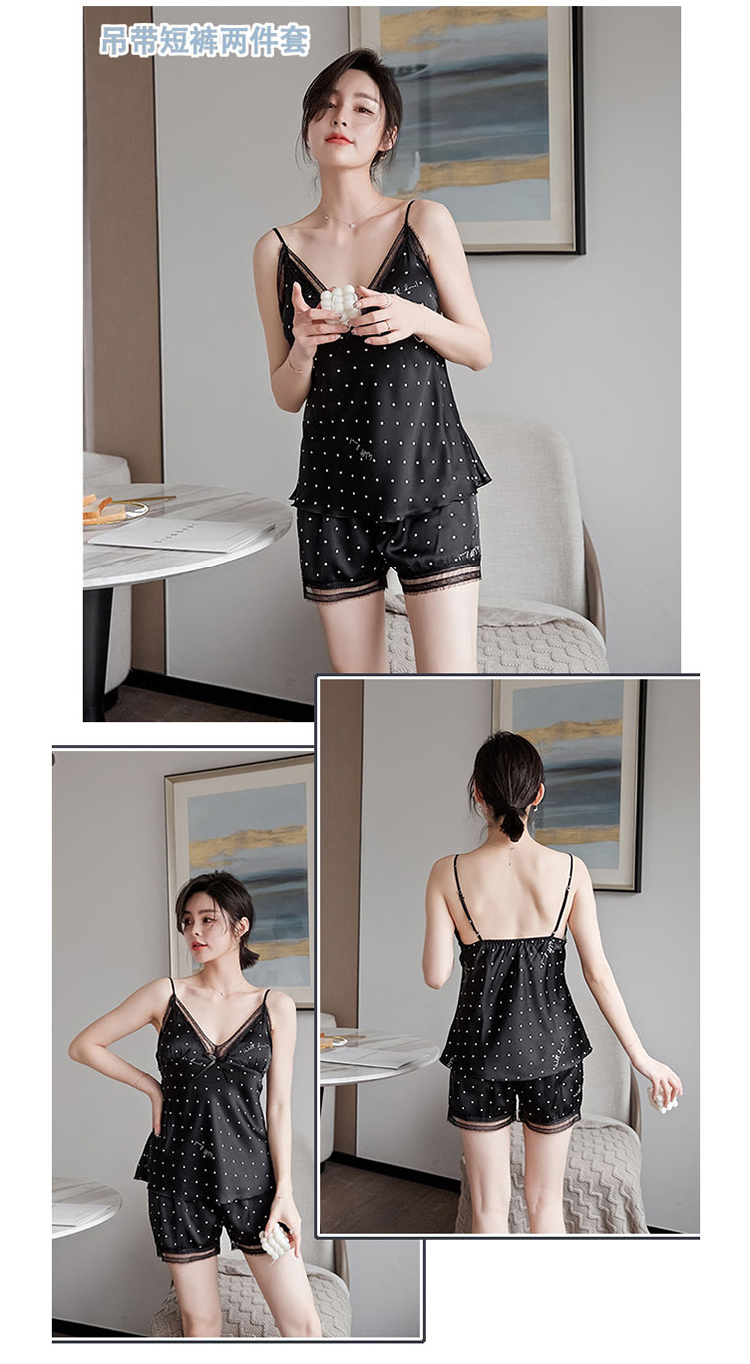 Bộ Đồ Ngủ Chấm Bi Sexy - Vải Lụa Mềm Mại,Thoải Mái