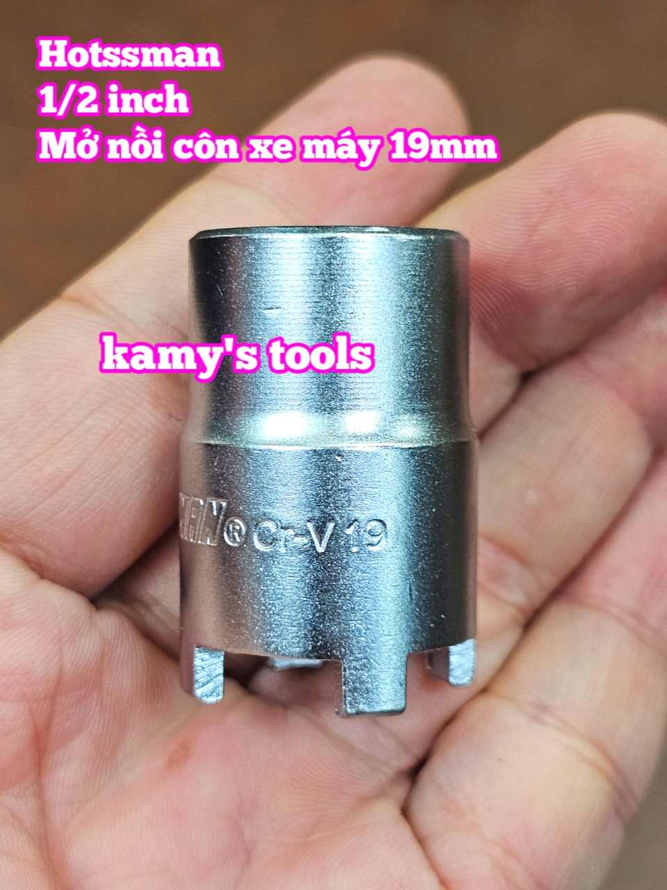 Dụng cụ mở tán nồi côn xe gắn máy 1/2 inch Hotssman 19mm đầu tuýp đầu khẩu mở nồi côn