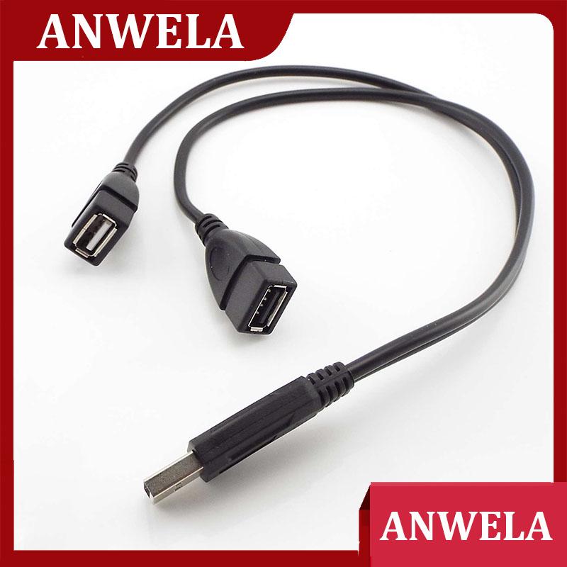 Anwela usb 2.0 male to dual y splitter cable usb a-male to 2 a-female power adapter converter dc charging extension cord